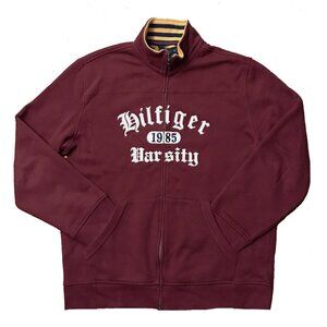 NEW Vintage Tommy Hilfiger Varsity Sweatshirt! Maroon White Baroque Sewn Letters